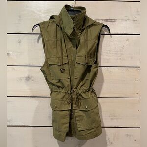 Olive green vest w/ hood